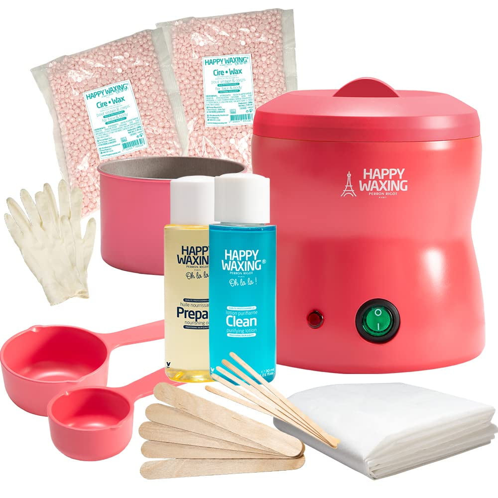 HAPPY WAXING Complete Home Waxing Kit Includes Wax Warmer, Hard Wax