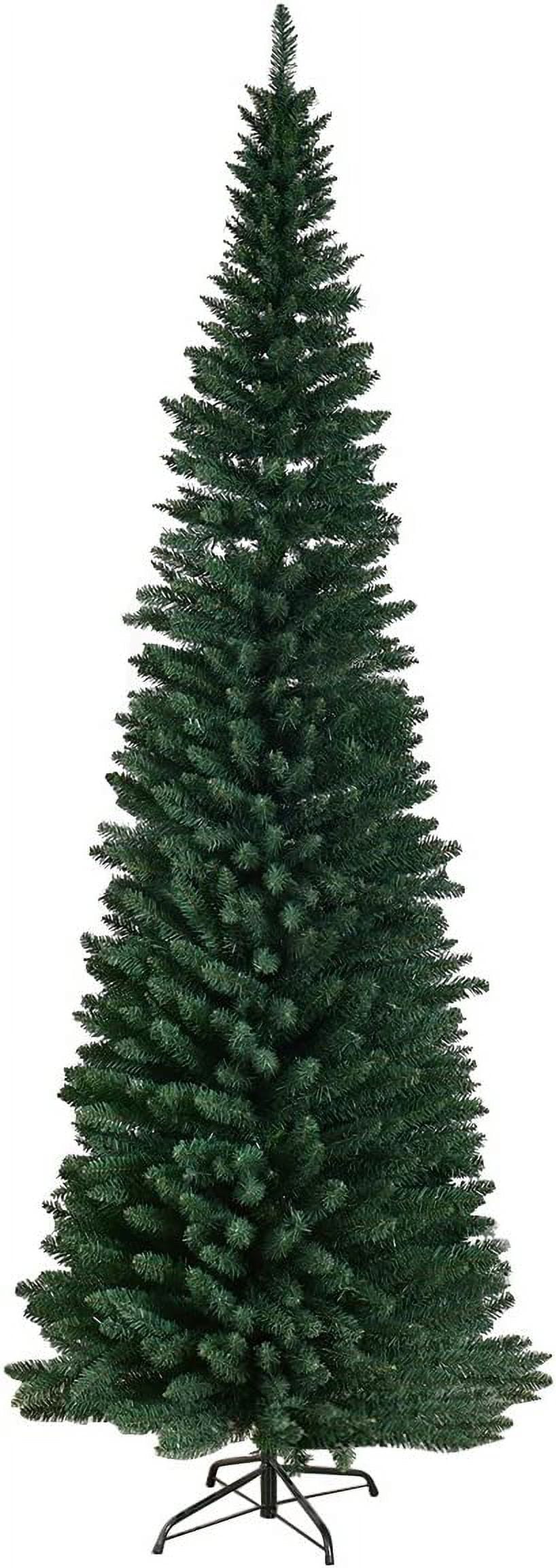 HAPPYGRILL 9FT Pencil Christmas Tree Slim Xmas Tree for Indoor Outdoor Decoration, Unlit Skinny