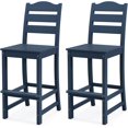 thumbnail image 1 of HAPPYGRILL Outdoor Bar Stool 30 Inches Patio Bar Chair with Backrest and Footrest, Weather Resistance HDPE Counter Height Barstools for Garden, Backyard (Navy,2), 1 of 8