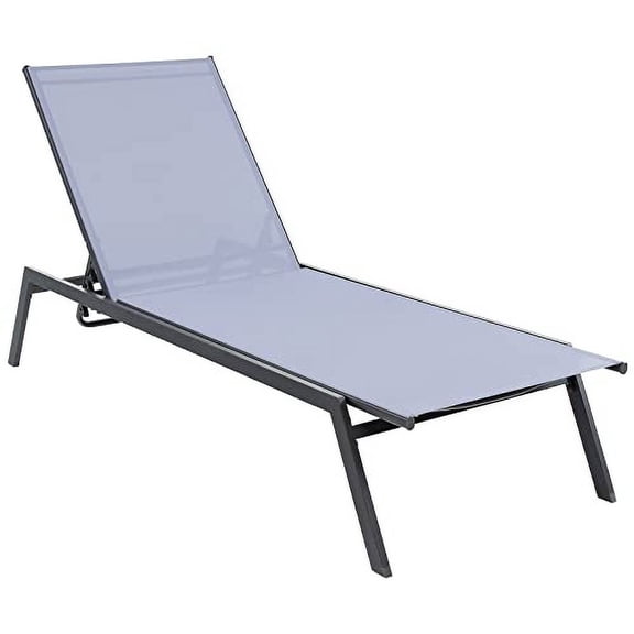 Patio Chaise Lounge Chair, Outdoor Recliner with 6-Level Adjustable Backrest, Breathable & Quick-Drying Fabric, Adjustable Chaise Lounge for Backyard Balcony Poolside