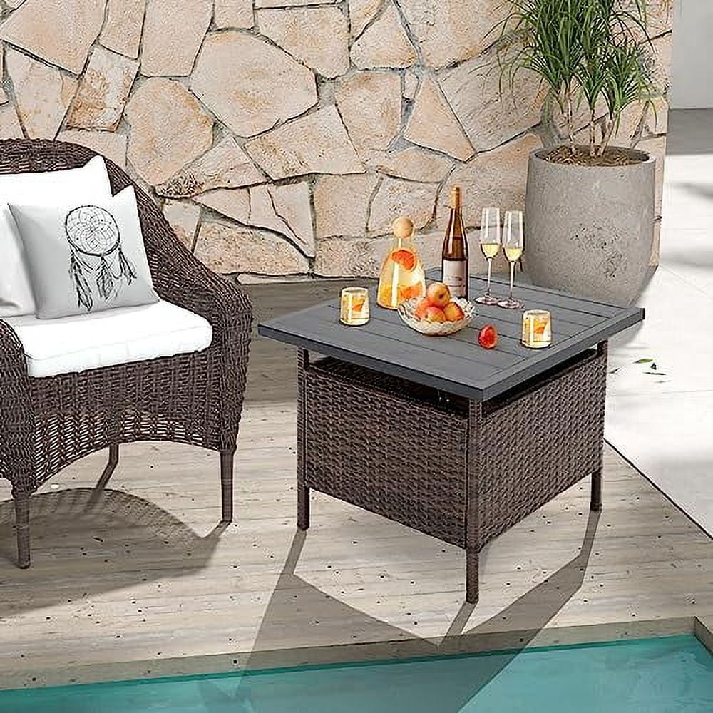 HAPPYGRILL Patio Umbrella Table Stand, Outdoor Side Table with Umbrella