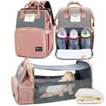 thumbnail image 1 of HAPPYLUOKA 3 in 1 Diaper Backpack with Changing Station, Baby Boy Diaper Bags, Baby Girl Nappy Bag, Mauve, 1 of 8