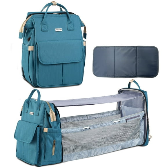 HAPPYLUOKA Large Diaper Bag with Changing Station & 14 Pockets, Blue