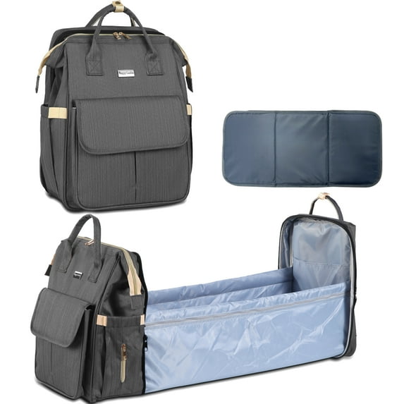 HAPPYLUOKA Large Diaper Bag with Changing Station & 14 Pockets, Grey