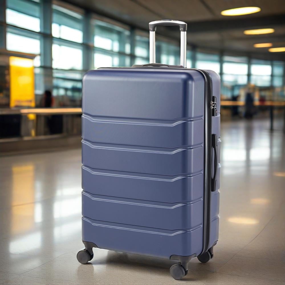 HAPPYMONT 24" Expandable Hardside Spinner Luggage w/TSA Lock - Lightweight Medium Checked Suitcase, Blue