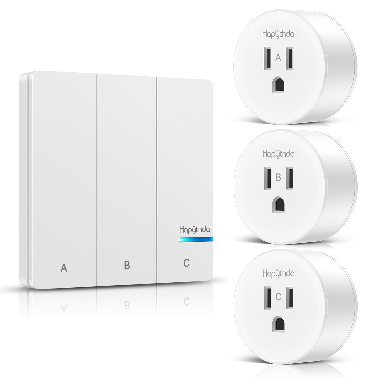 HAPYTHDA Home Remote Control Outlet Plug, 15A/1500W Wireless Electrical