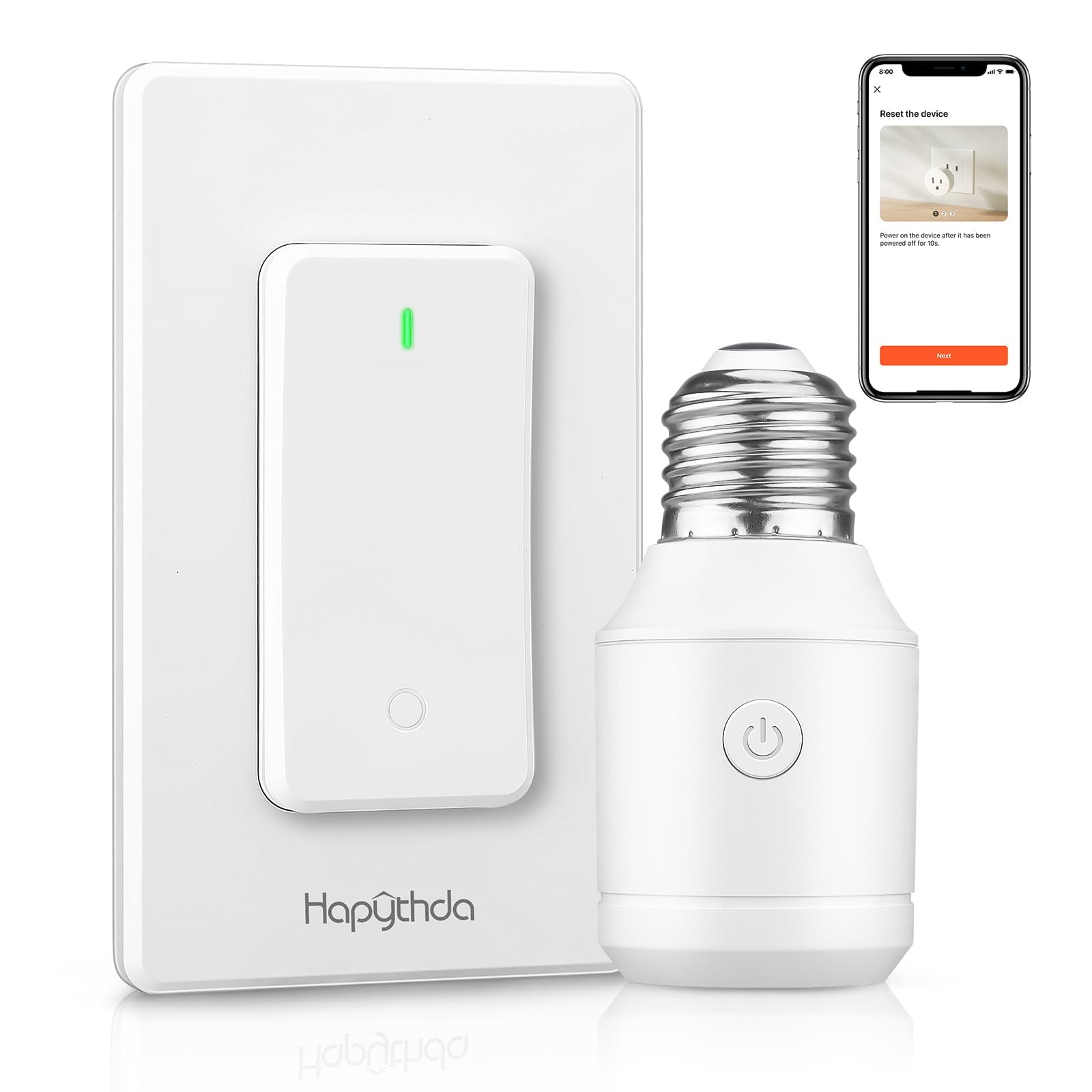 HAPYTHDA Smart Light Bulb Socket Adapter with Remote,WiFi & Bluetooth & RF433 E26 E27 Lamp Holder APP Control, Voice Control with Alexa and Google