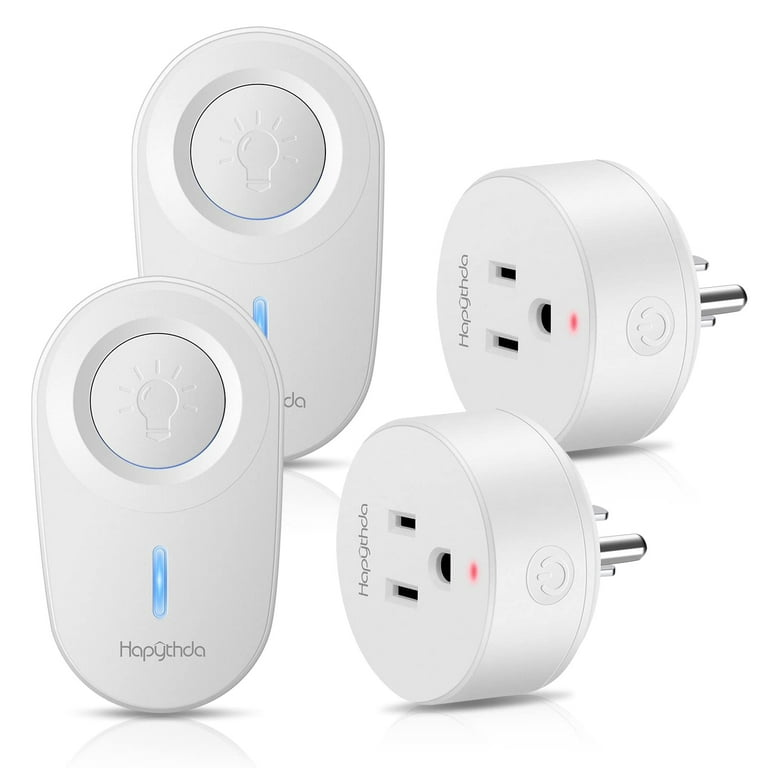 HAPYTHDA Wireless Remote Control Outlet Plug, No Wiring Needed,500 Feet RF Range 275v/15a/1500w Electrical Remote Outlet for Light[2 Pack], White