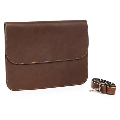 S1 - Premium Leather Laptop Sleeve for MacBook and other laptops 14 Inch, Professional Business Style with Magnetic Closure (CHESTNUT BROWN)