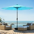 thumbnail image 1 of HARBOURSIDE 10ft Solar-Powered Outdoor Umbrella with LED Lights - 11 Solar LED Bulbs, Heavy Duty Base & Sand Bag for Patio/Garden/Poolside, Waterproof UV-Resistant Sun Shade Canopy,Blue, 1 of 7