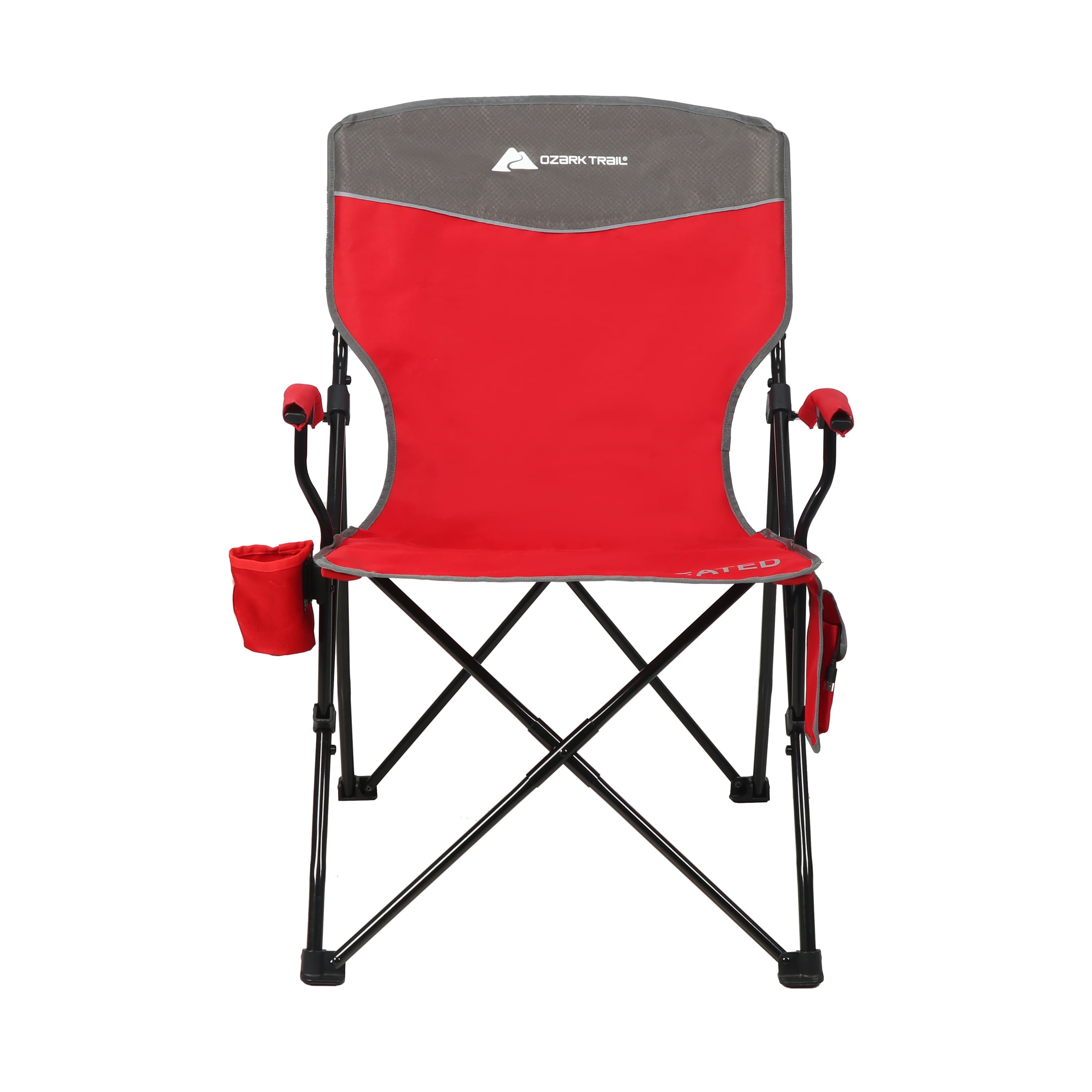 Ozark Trail Hard Arm Heated Chair, Red