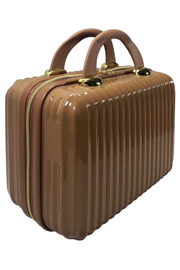 Hard Shell Cosmetic Travel Case, Mocha Mousse, 1 Count