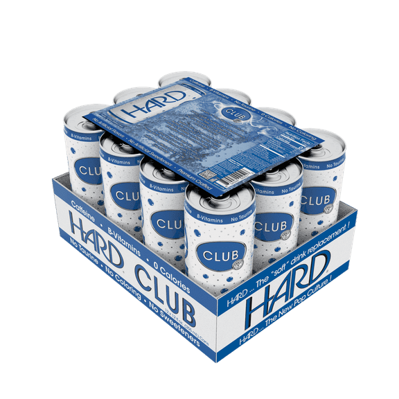 HARD CLUB - Caffeinated and Enhanced Crafted Sparkling Club- 12 fl oz (Pack of 12)