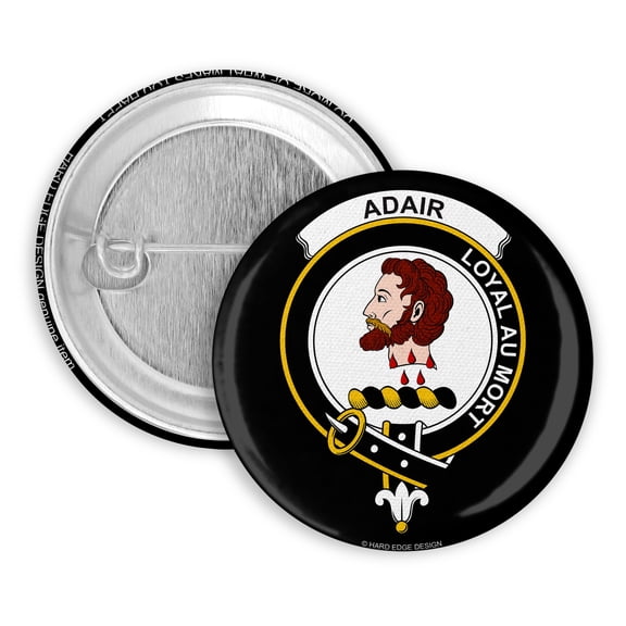 HARD EDGE DESIGN Pinback Scottish Clan Crest Badge Adair Button Badge, 2.25 inch