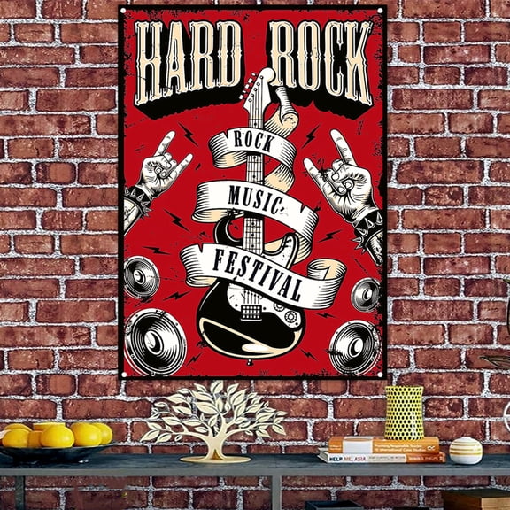 HARD ROCK Music Poster 38" x 57" Banner Outdoor Indoor Decoration Flag with Metal Grommets