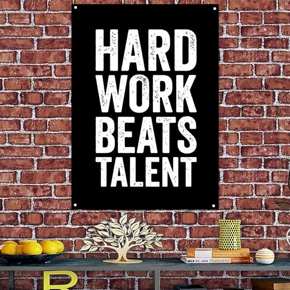 HARD WORK BEATS TALENT - Workout Inspirational Poster Wall Hanging Flag Tapestry Canvas Print Art Painting - Decorated GYM With This Perfect Fitness Motivational Banner 38" x 57"