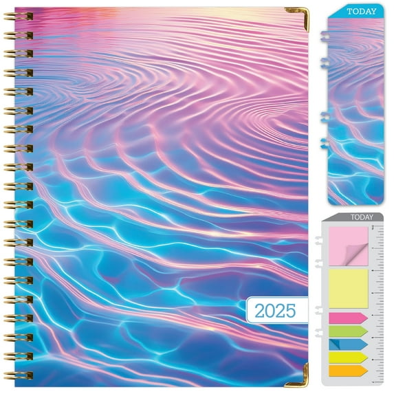 HARDCOVER 2025 Planner, 8.5"x11": 14 Months (November 2024 - December 2025), Daily Weekly Monthly Planner, Yearly Agenda, Bookmark, Pocket Folder and Sticky Note Set (Summer Bliss)