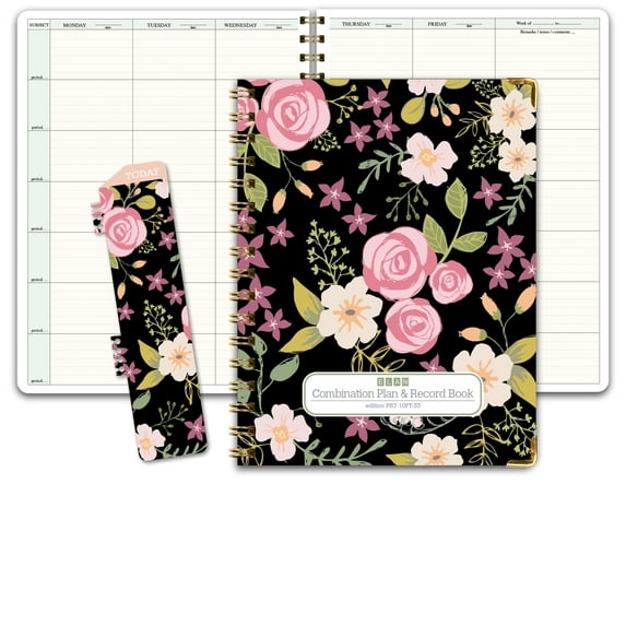 HARDCOVER Combination Plan and Record Book (PR7-10 - Black Floral) - PR7-10FT-33