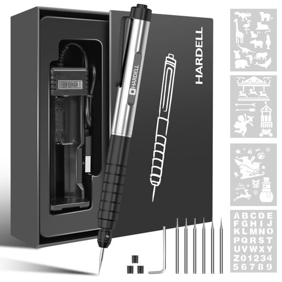 HARDELL Engraving Pen, Portable DIY Engraver Machine for Metal Glass Ceramic Plastic Wood Jewelry-Black