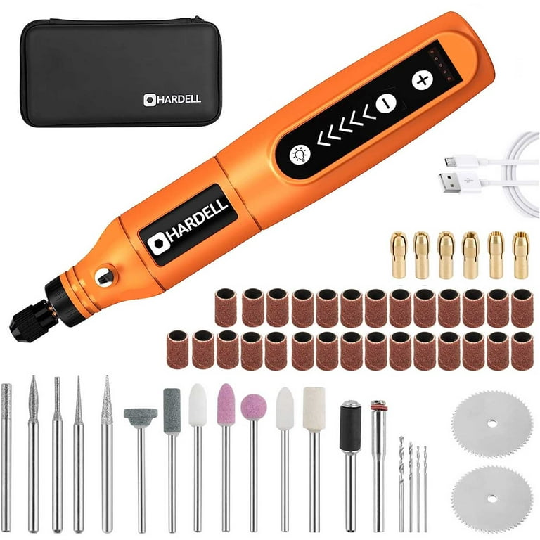 HARDELL Mini Cordless Rotary Tool,5-Speed Adjustment 3.7V Rotary Tool drill  Kit with 61 Accessories Compatible for Dremel for Sanding,DIY Etc 