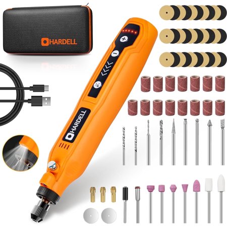 HARDELL Mini Cordless Rotary Tool,5-Speed Adjustment 3.7V Rotary Tool drill Kit with 69 Accessories for Sanding,DIY Etc
