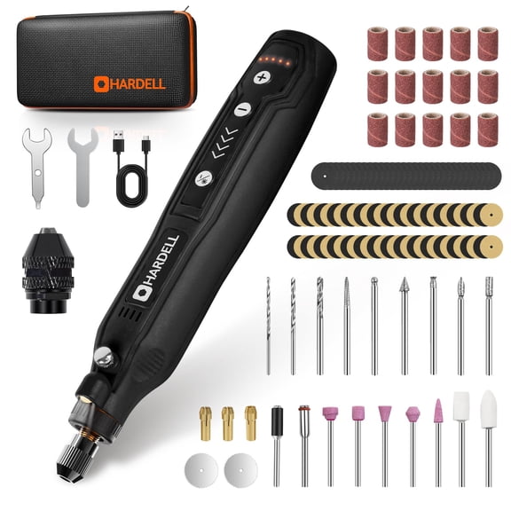 HARDELL Mini Cordless Rotary Tool, 5-Speed and USB Charging Rotary Tool Kit with 71 Accessories, Multi-Purpose 3.7V DIY Craft Tool for Sanding, Polishing, Drilling, Engraving (Black)
