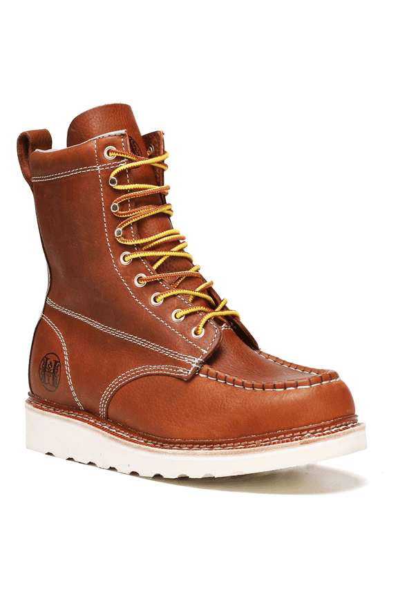 Men’s 6" Soft Toe Work Boots , Leather Slip Resistant Durable & Breathable SureTrack Boots VB808, Size 8.5EE