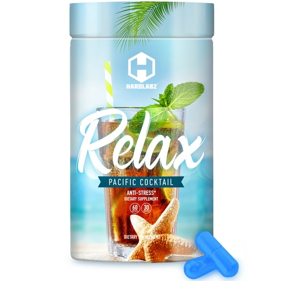 HARDLABZ RELAX - All Natural Stress Relief, Sleep Support, Mood Enhancement Herbal Supplement with Ivan Tea, Valerian, Ginseng, Lavender, Lemon Balm, Motherwort, 60 Capsules