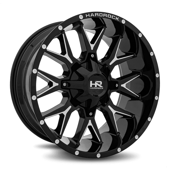 HARDROCK AFFLICTION 22X10 5X127/5X139.7 -19ET 124.3CB GLOSS BLACK MILLED WHEEL