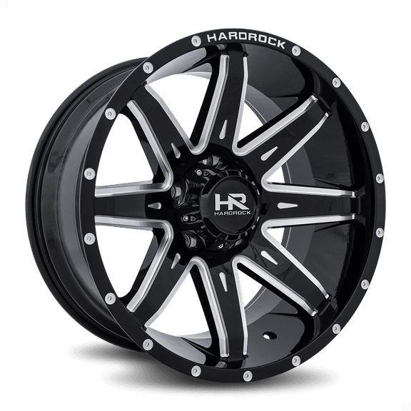 HARDROCK PAINKILLER XPOSED 24X14 6X135 -76ET 110.3CB GLOSS BLACK MILLED WHEEL