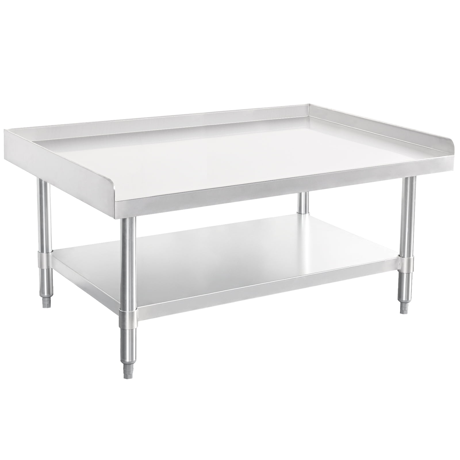 Stainless Steel Rectangular Industrial Dining Table with Undershelf