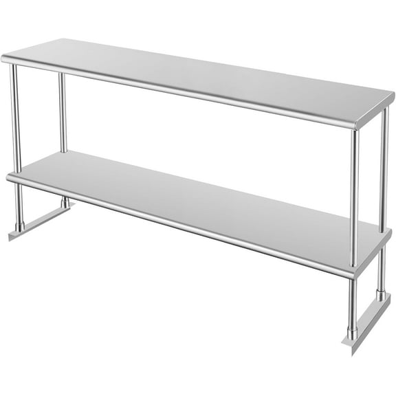 HARDURA Stainless Steel Overshelf 12X60 Inches, NSF Commercial Double Shelf for Prep Work Table in Restaurant, Home and Kitchen