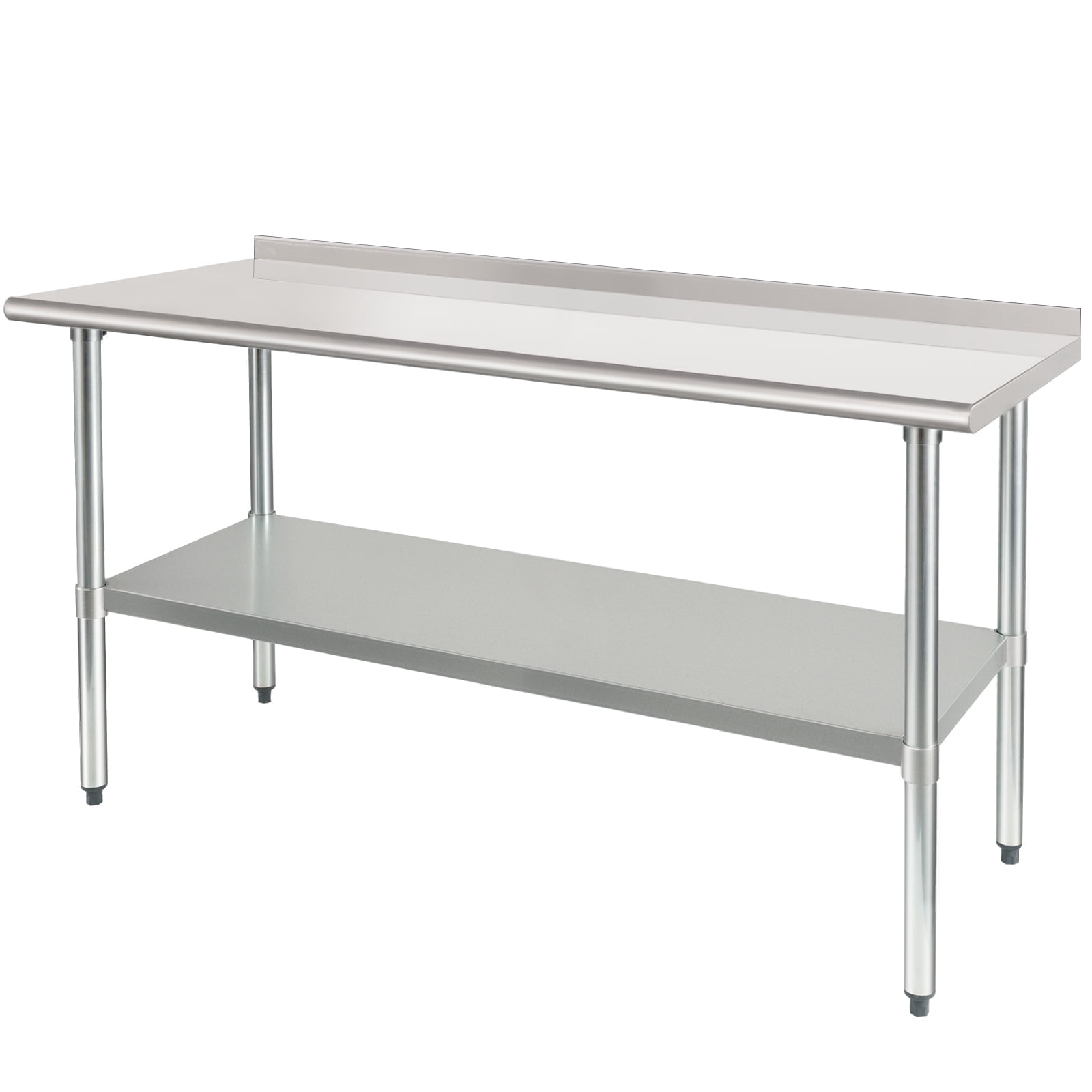 60" Stainless Steel Work Table with Galvanized Undershelf and Backsplash