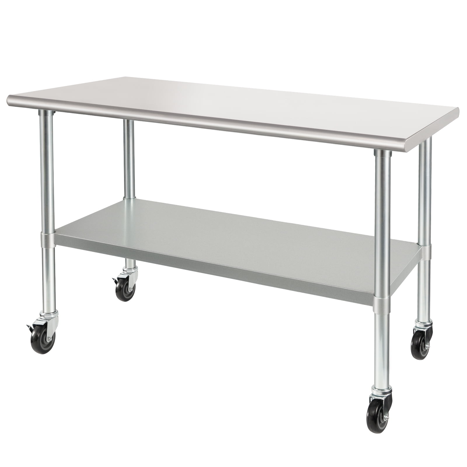 HARDURA Stainless Steel Table with Wheels 24 x 60 Inches Casters NSF Heavy Duty Commercial Work ...