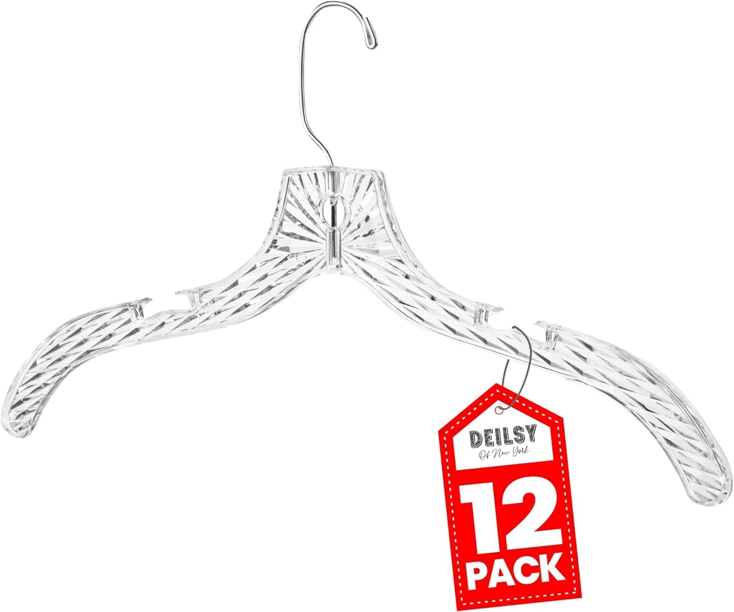 HARDW Plastic Heavy Duty Clothes Hangers – Crystal Clear Plastic Hanger for a Durable and Stylish Solution for Pants, Skirts, and More – Pack of 12