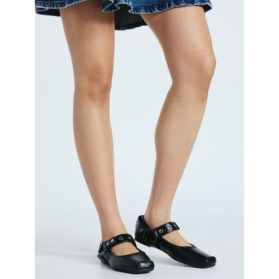 Scoop Women's Faux Leather Moto Maryjane Flats