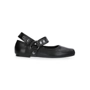 Women's Faux Leather Moto Maryjane Flats
