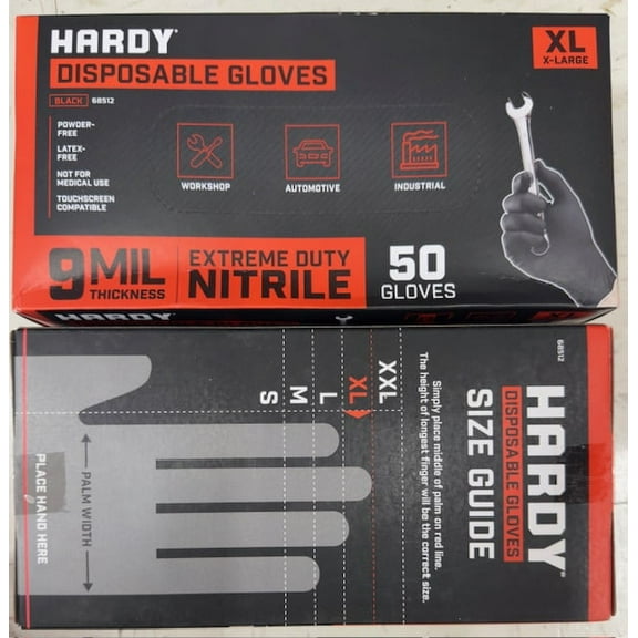 HARDY 9 mil Nitrile Powder-Free Gloves X-Large 100-Pack