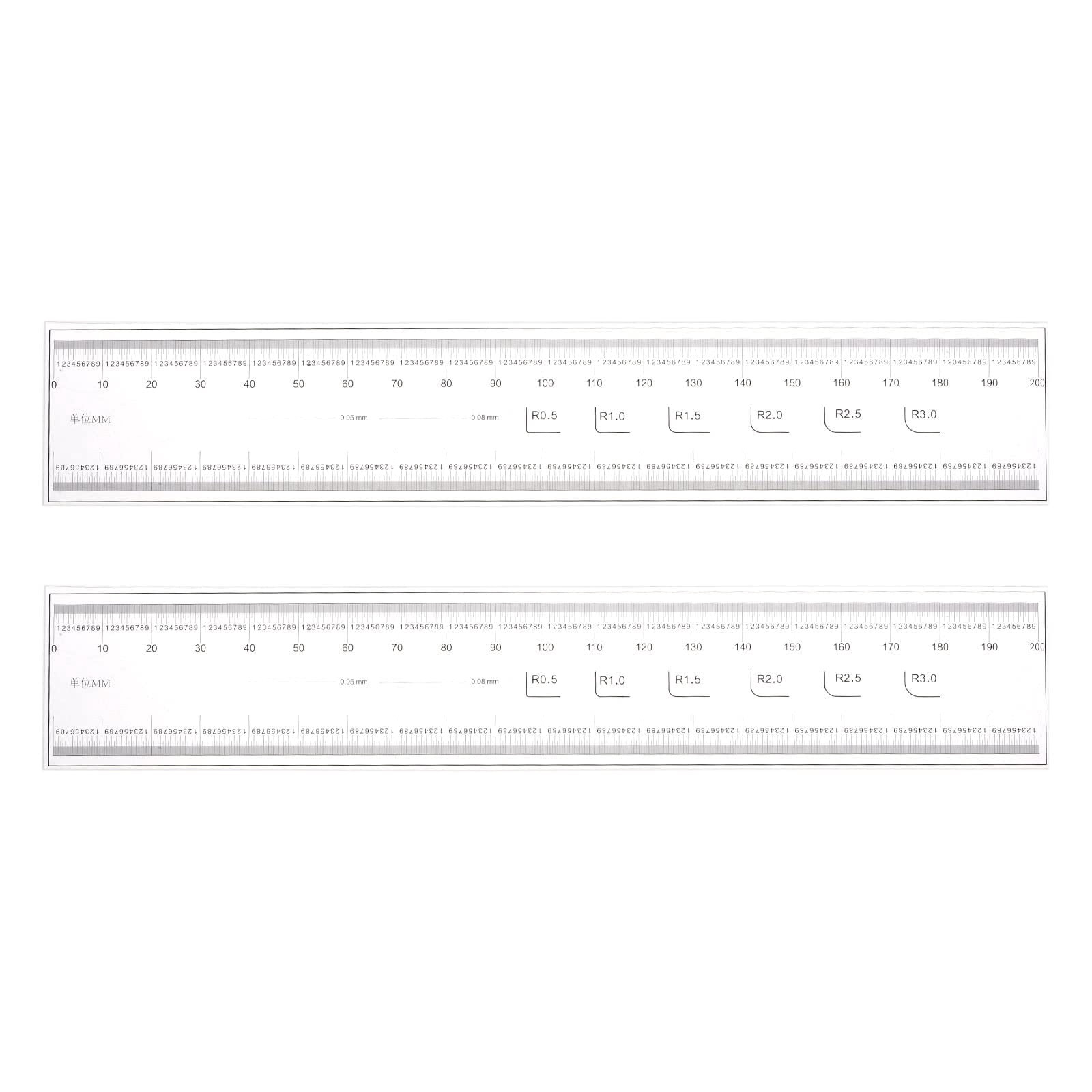 HARFINGTON 2pcs Film Flexible Ruler 20cm 0.1mm Scale with R Angle &amp; Width Lines PET Plastic ...