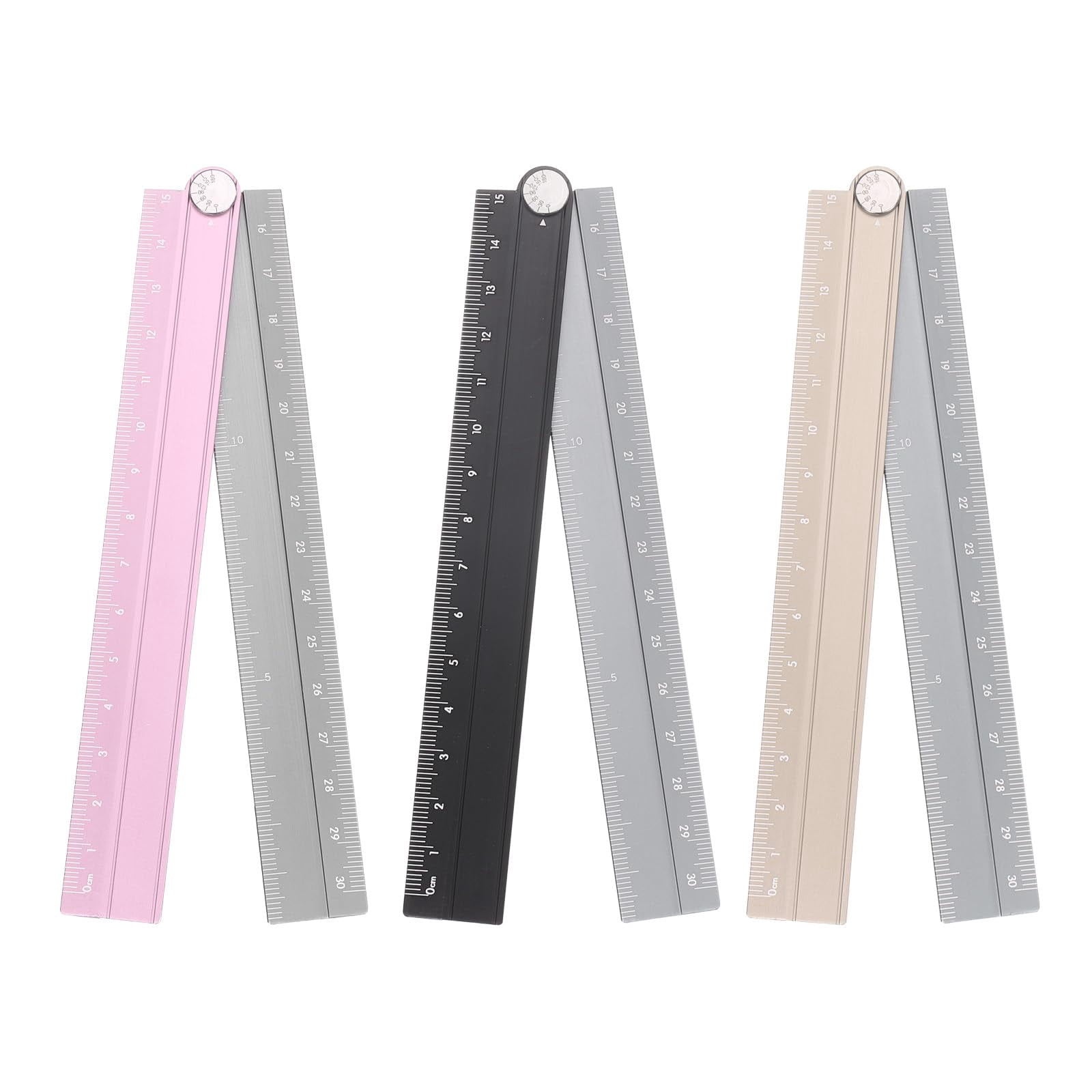 Retractrable Ruler HARFINGTON 3pcs Folding Straight Ruler 30cm Metric Aluminum Alloy ...