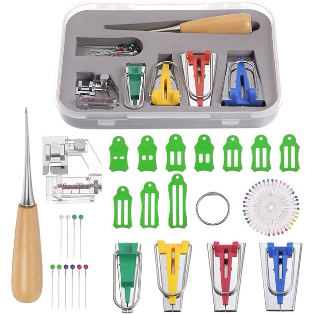 HARFINGTON Bias Tape Maker Kit 4 Size Single Double Fold Fabric Bias