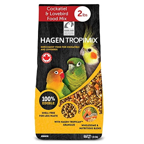 HARI Tropimix Bird Food for Cockatiels & Lovebirds, Hagen Parrot Food with Seeds, Fruit