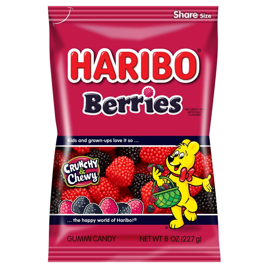 HARIBO Berries Gummy Candy, Thin, 8 oz Peg Bag