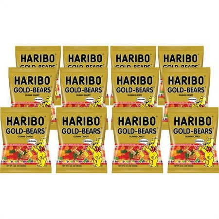 HARIBO Gold-Bears Gummi Candy - Lemon, Orange, Pineapple, Raspberry, Strawberry - 0.50 oz - 12 / Carton | Bundle of 10 Cartons
