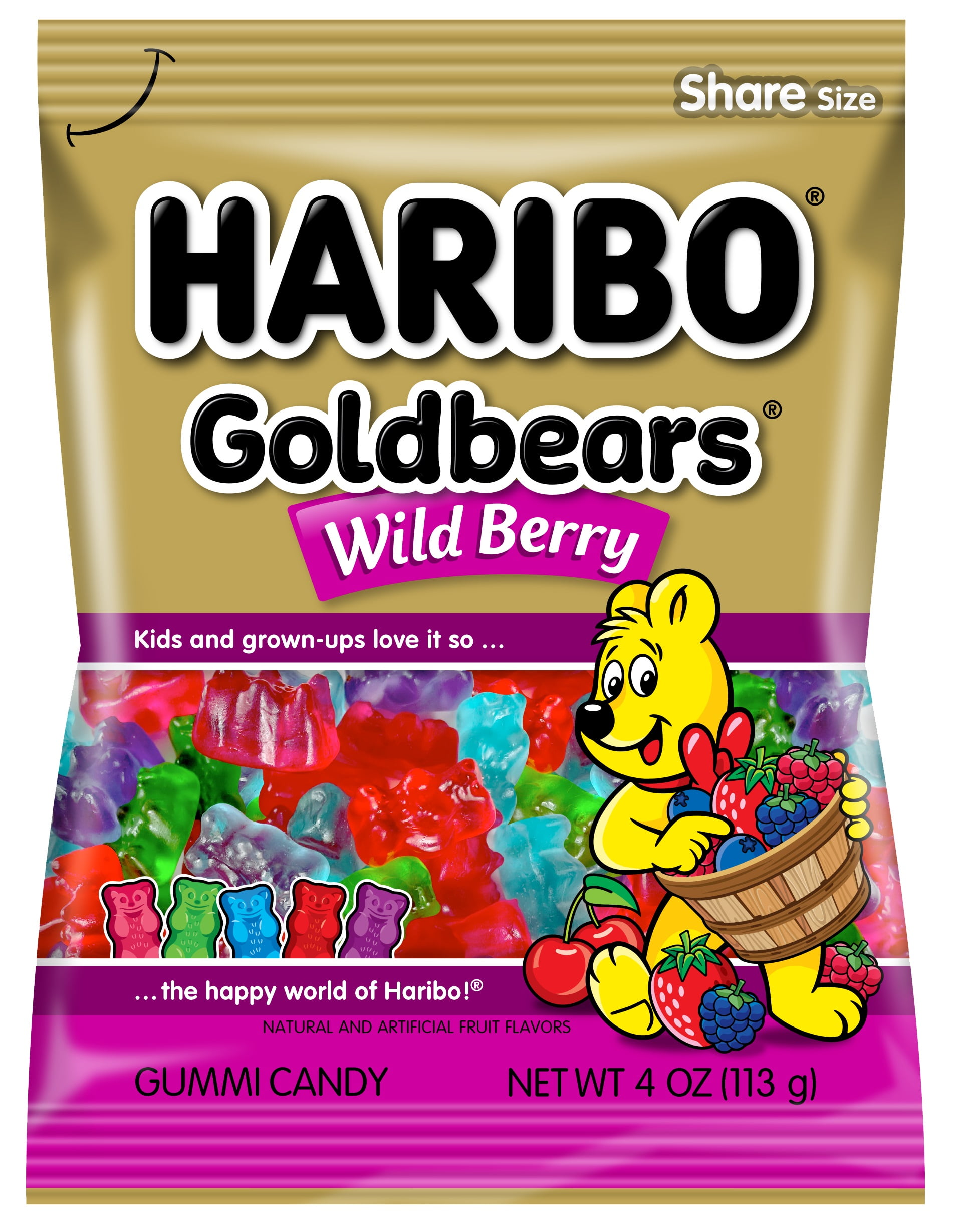 HARIBO Goldbears Wild Berry Gummi Candies, Thin, Pack of 1, 4 oz Peg Bag