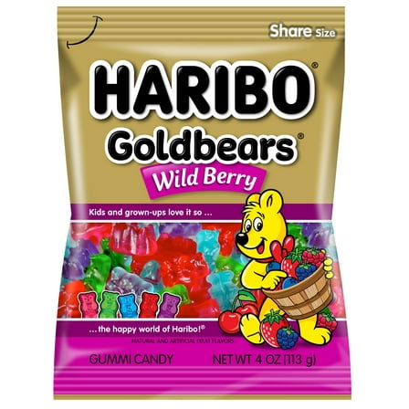 HARIBO Goldbears Wild Berry Gummi Candies, Thin, Pack of 1, 4 oz Peg Bag