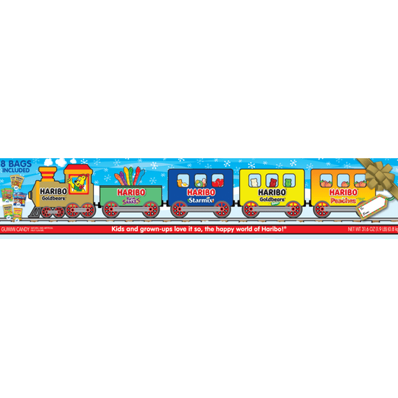 HARIBO Gummies Holiday Train Assorted Gummy Candy 8ct Train, 31.6oz Box