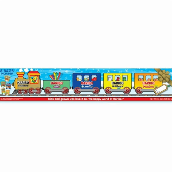 HARIBO Gummies Holiday Train Assorted Gummy Candy 8ct Train, 31.6oz Box