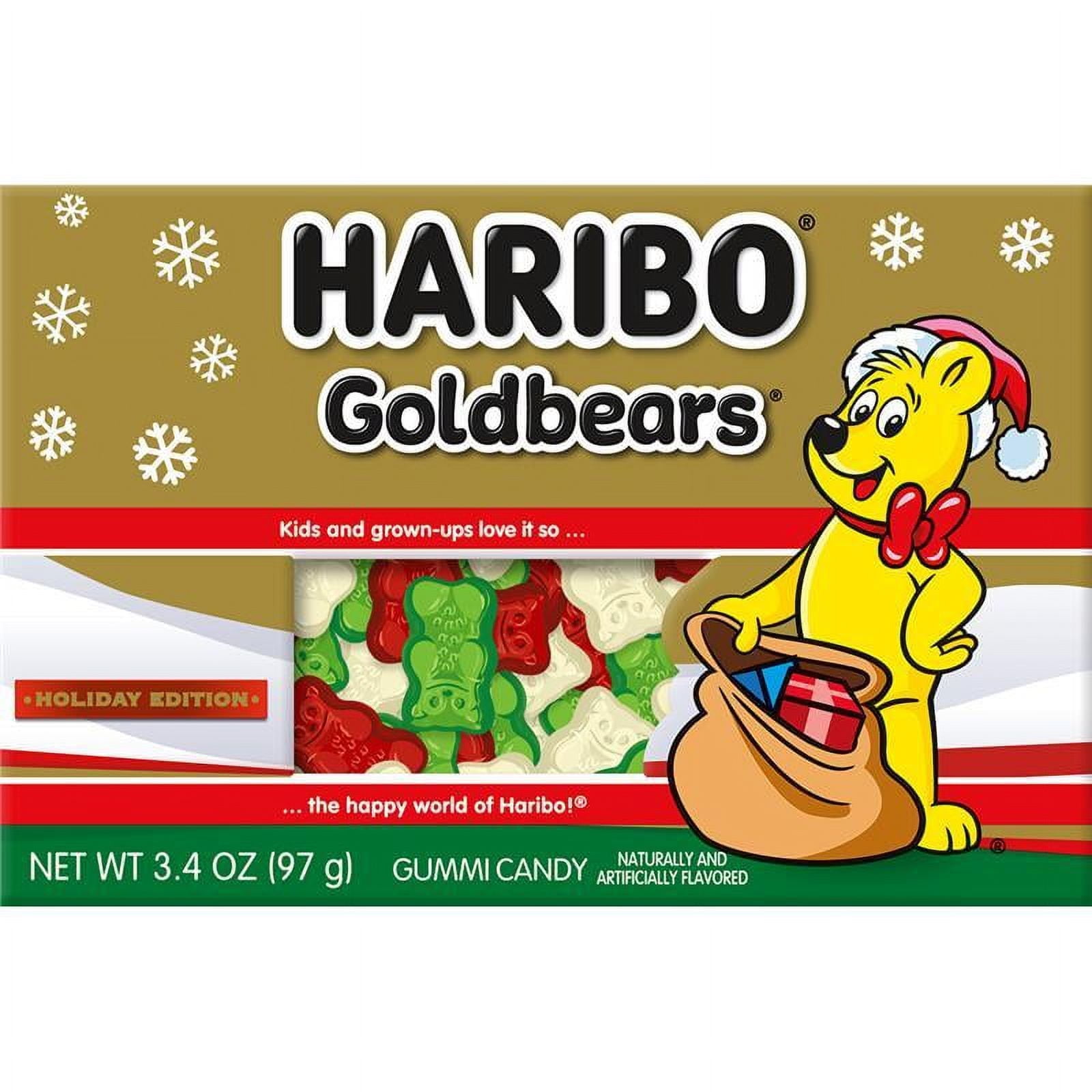 HARIBO Holiday Edition Gummies Red and Green Goldbears Gummy Candy, 3.4oz, Gift Box