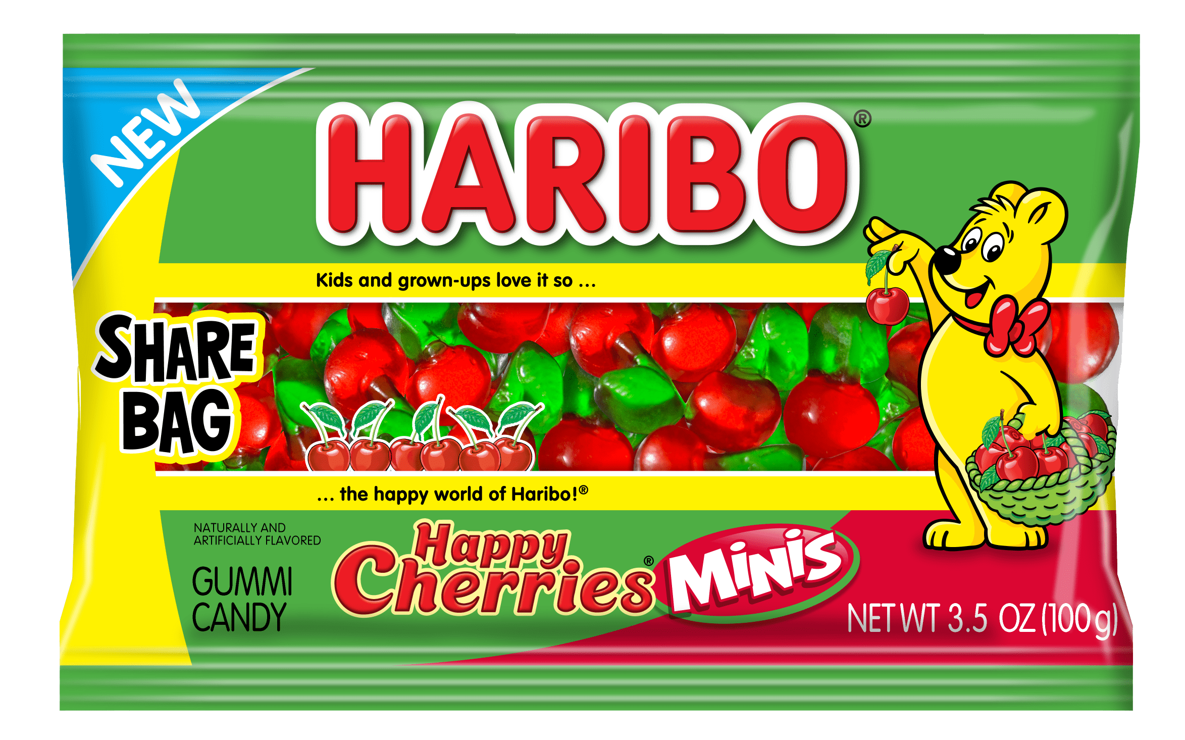 HARIBO Happy Cherries Mini Gummies Fruit Flavor Gummy Candy, 3.5oz, Share Size Peg Bag